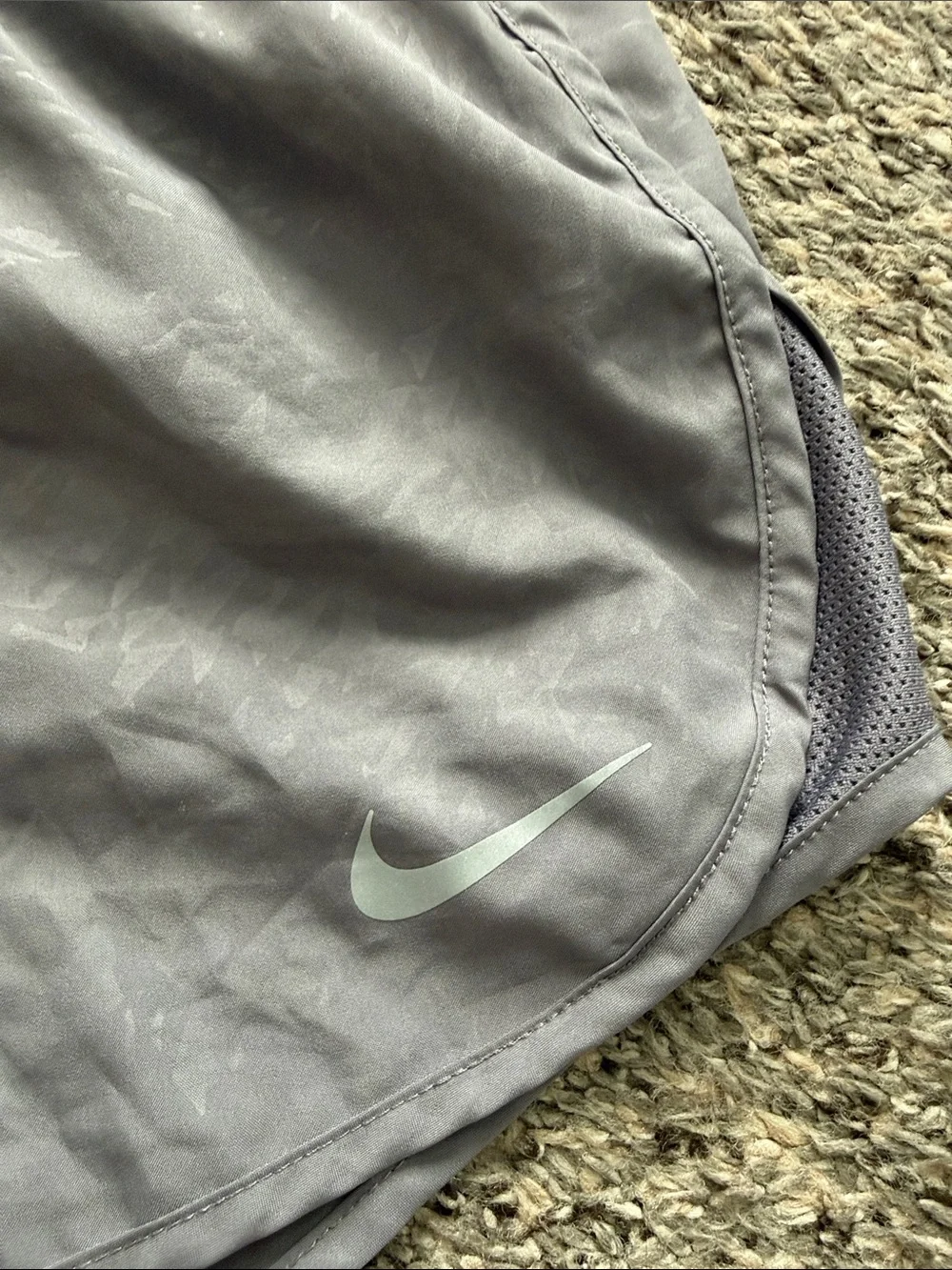 Nike Women's Heather Gray Athletic Running Shorts with Reflective Swoosh
